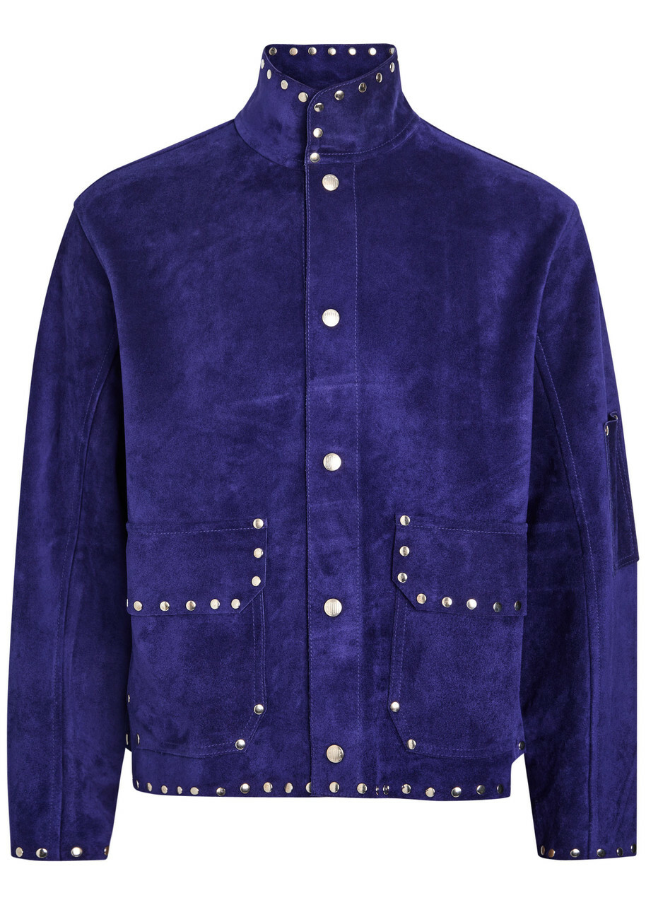 Bode Studded Suede Jacket Blue