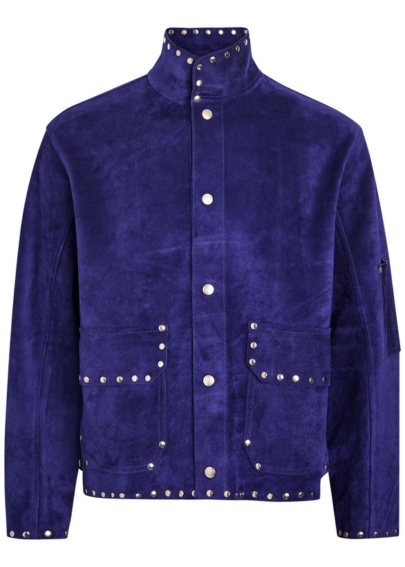 Photo: Bode Studded Suede Jacket Blue