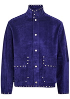 Bode Studded Suede Jacket Blue