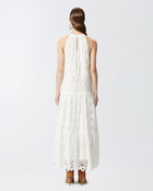 Pinko Midi Dress In Broderie Anglaise And Macramé Snow White