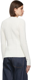 Victoria Beckham White Slim Fit Pointelle Cardigan