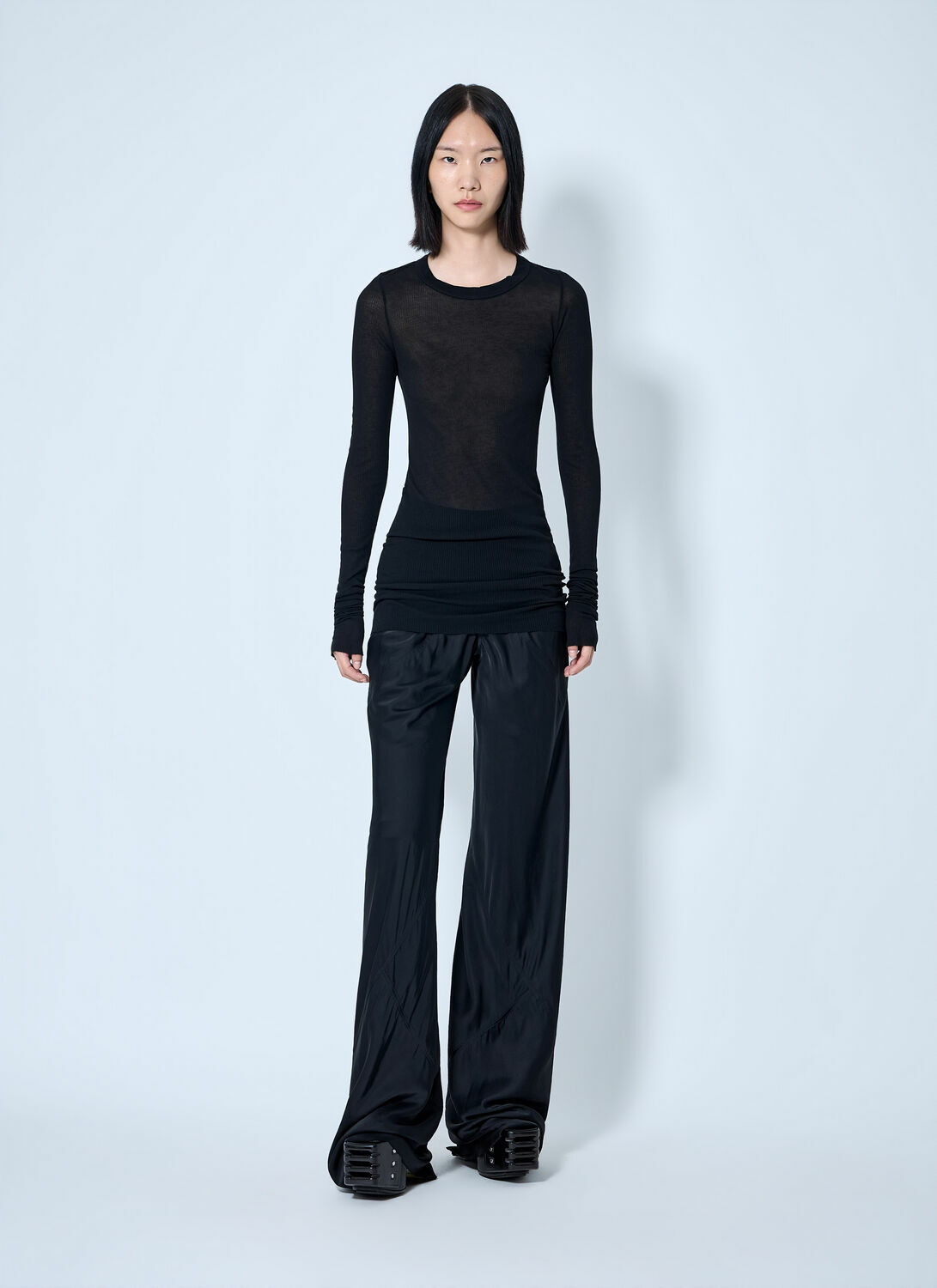 Rick Owens Long Sleeve Sheer Knit Top