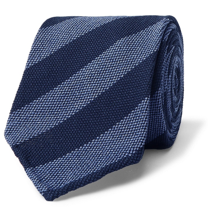 Photo: Thom Sweeney - 7.5cm Striped Cotton and Silk-Blend Tie - Blue