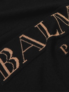 Balmain - Logo-Intarsia Ribbed Merino Wool Sweater - Black