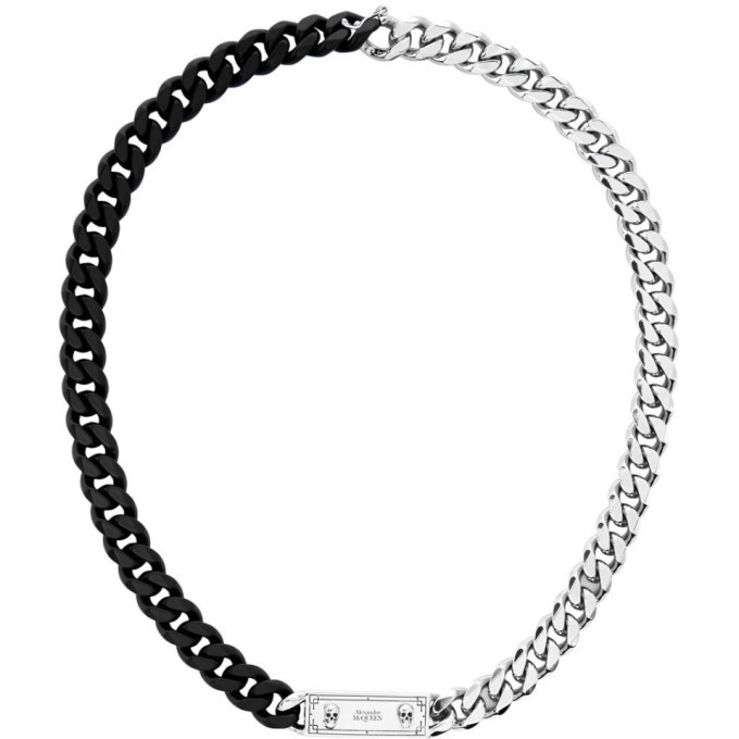 Photo: Alexander McQueen Black and Silver Identity Chain Necklace