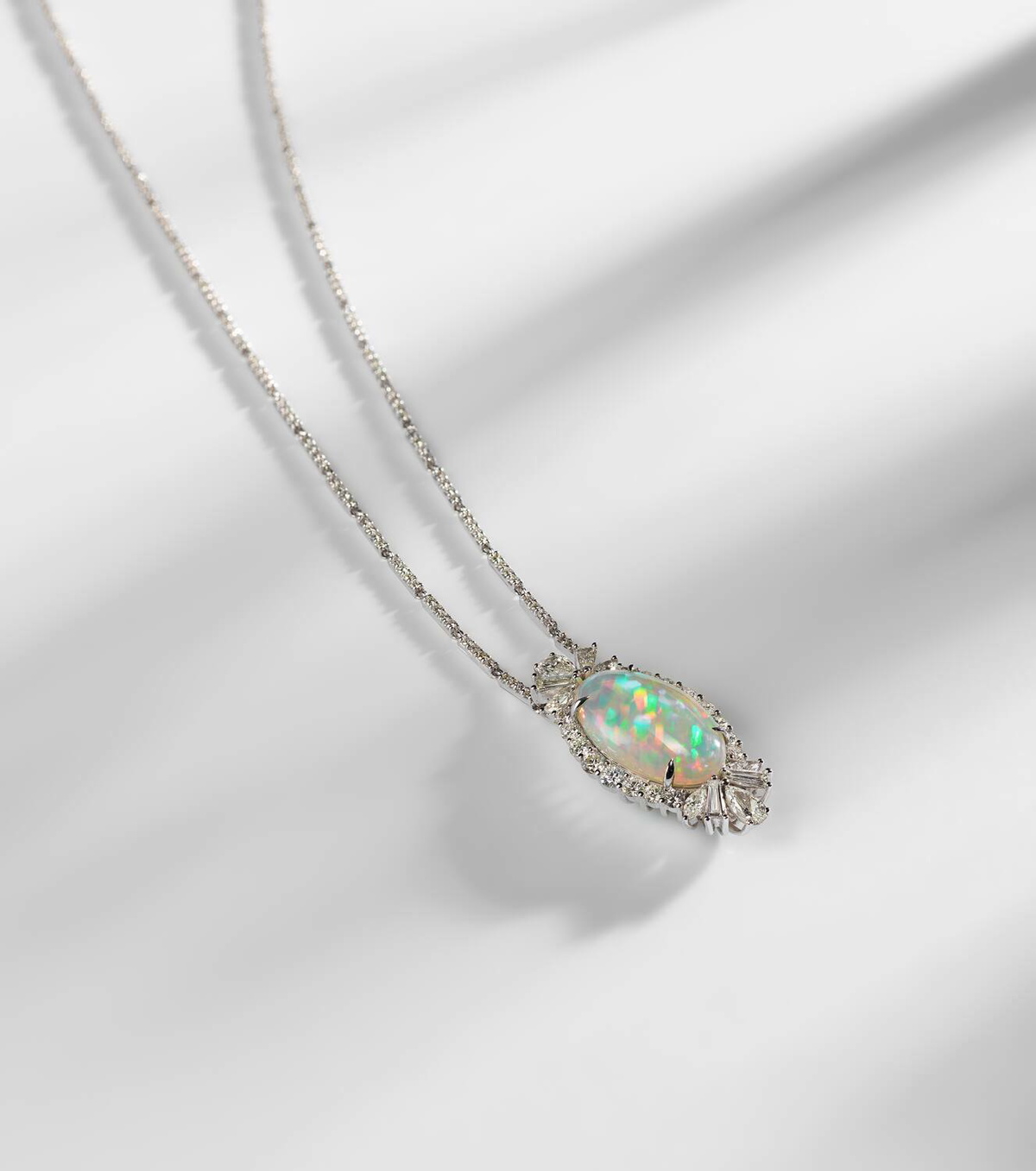 Yeprem Reign Supreme 18kt white gold pendant necklace with diamonds and opal
