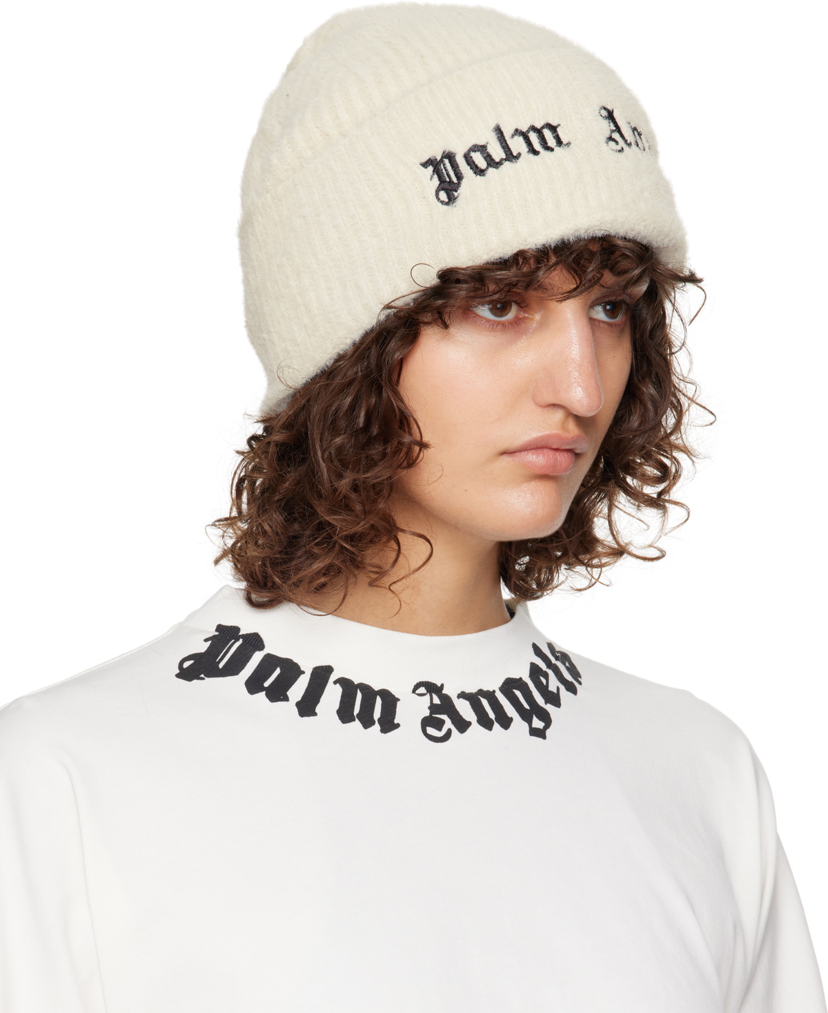 Palm Angels Off-White Maxi Classic Logo Beanie