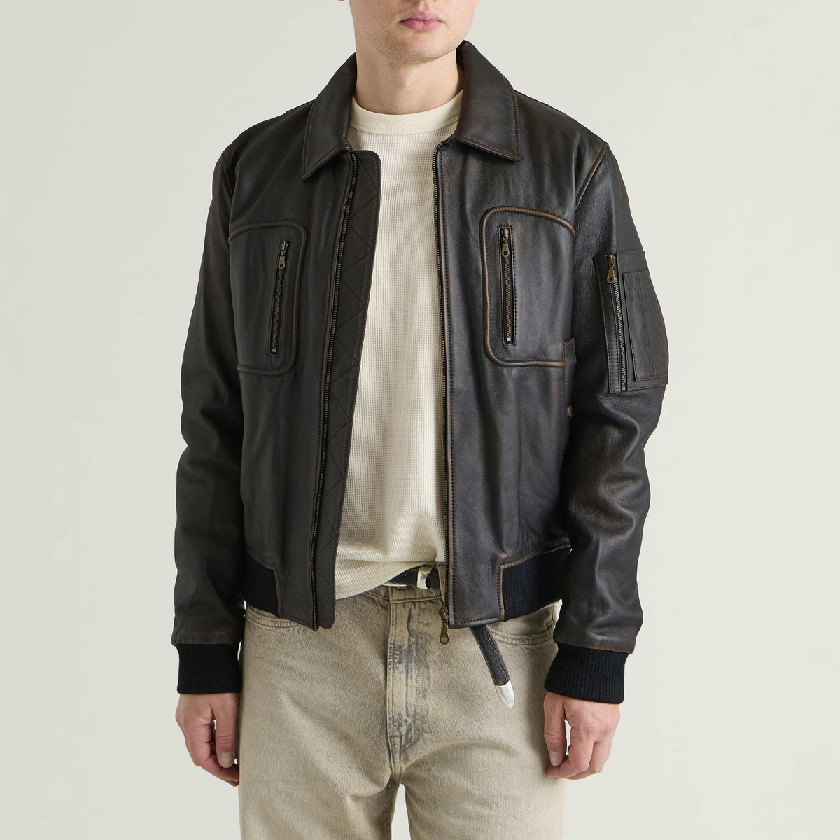 Larriet Men's Pepe Leather Jacket in Umber
