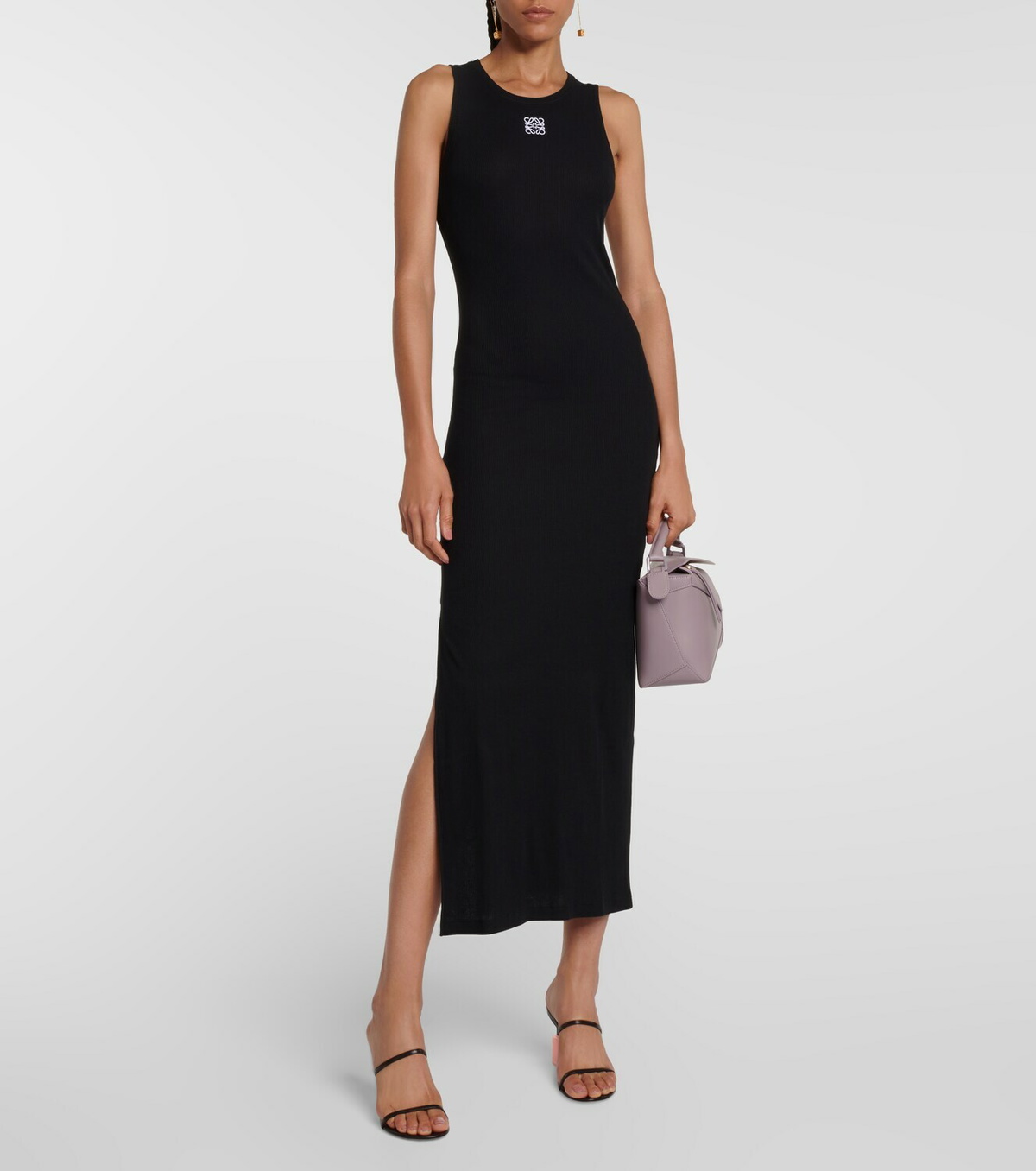LOEWE】COTTON DRESS Cotton poplin wrap dress in black - Loewe | Mytheresa