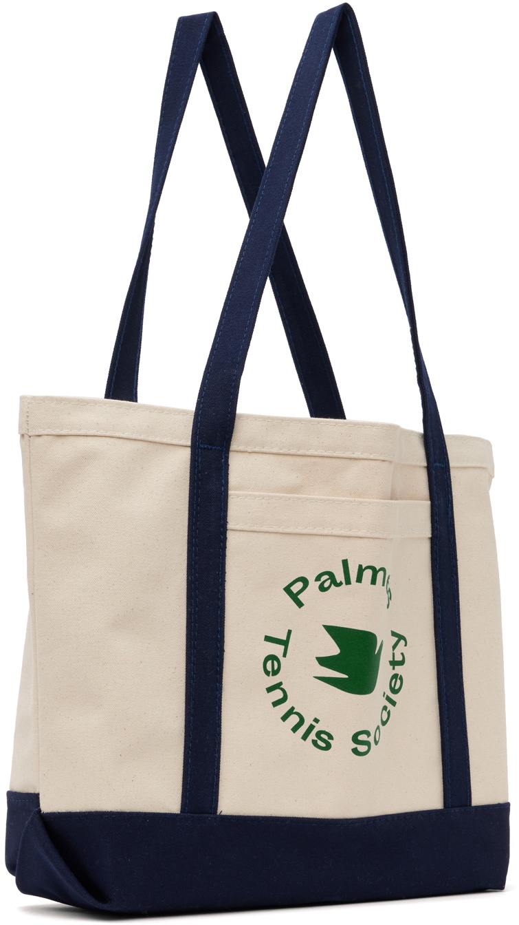 Palmes Beige & Navy Medium 'Society' Tote