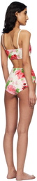 Blumarine Off-White & Pink Peony-Printed Viscose Bikini