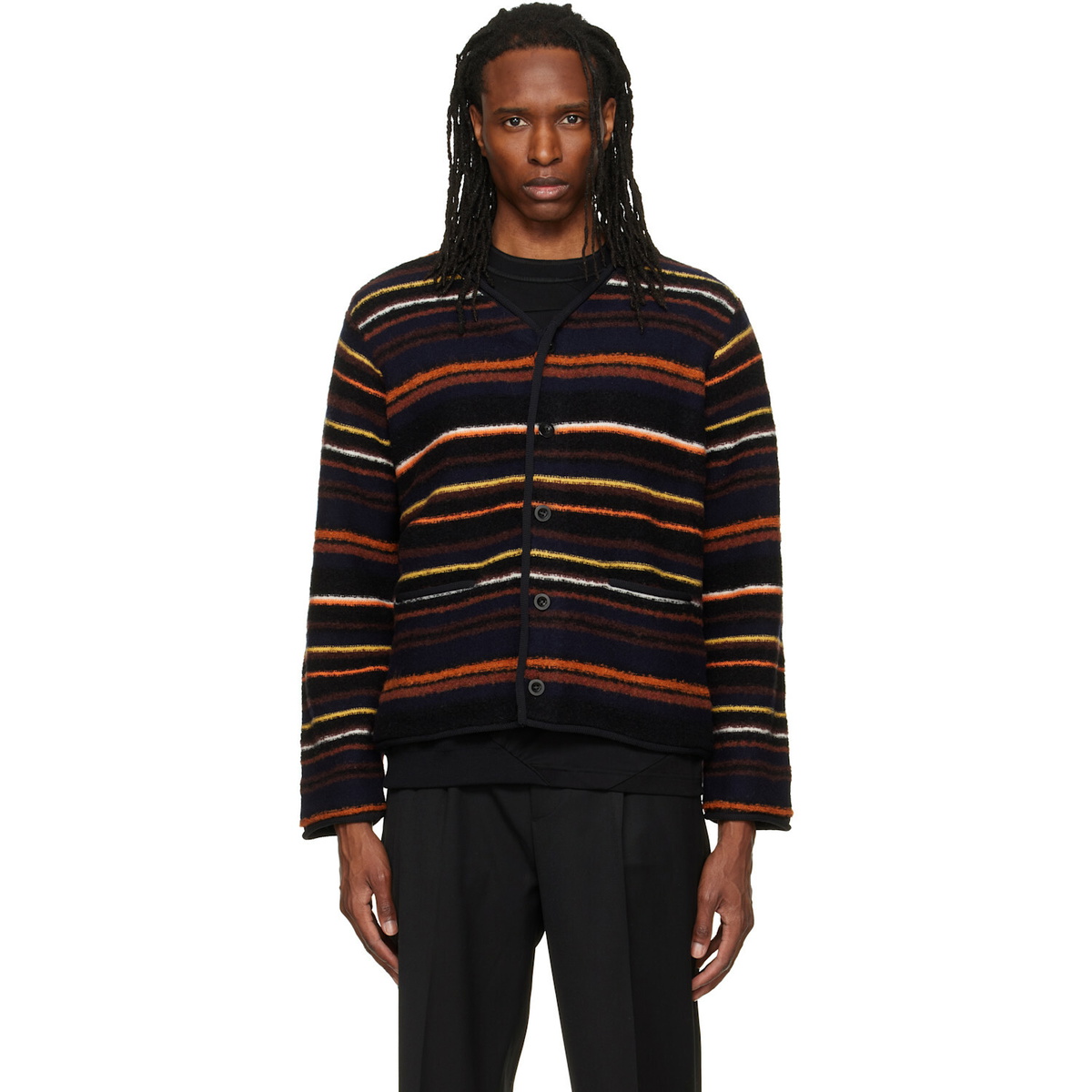 sacai Brown Plaid Knit Sweater Sacai