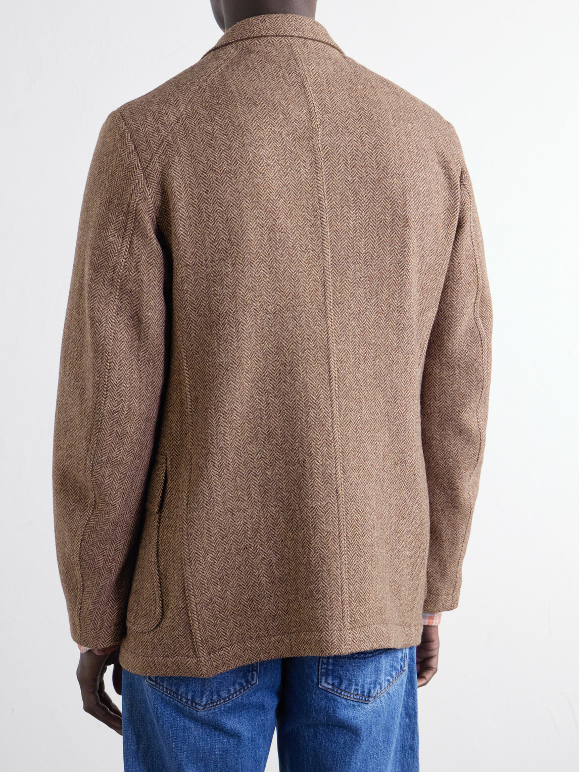 Drake's - Games Herringbone Virgin Wool-Tweed Blazer - Brown