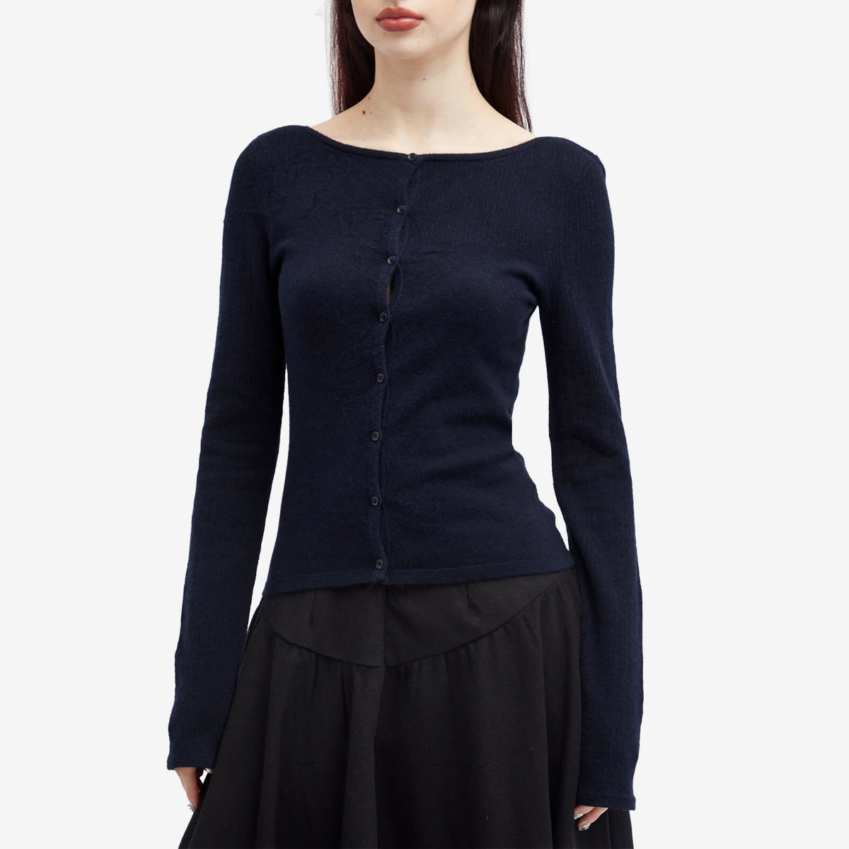 Peachy Den Women's Claudine Knit Cardigan in Midnight