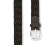 Anderson's - 3.5cm Midnight-Blue Woven Waxed-Cord Belt - Green