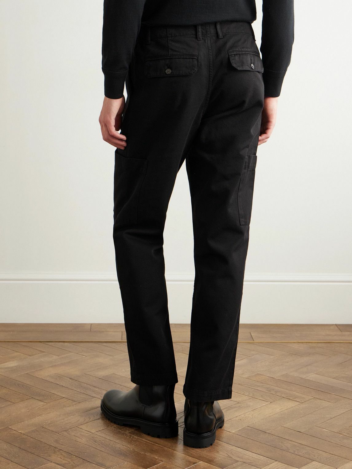Mr P. - Edward Straight-Leg Cotton-Twill Cargo Trousers - Black