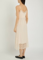 Simone Rocha Lace-trimmed Crepe-de-chine Midi Dress Nude