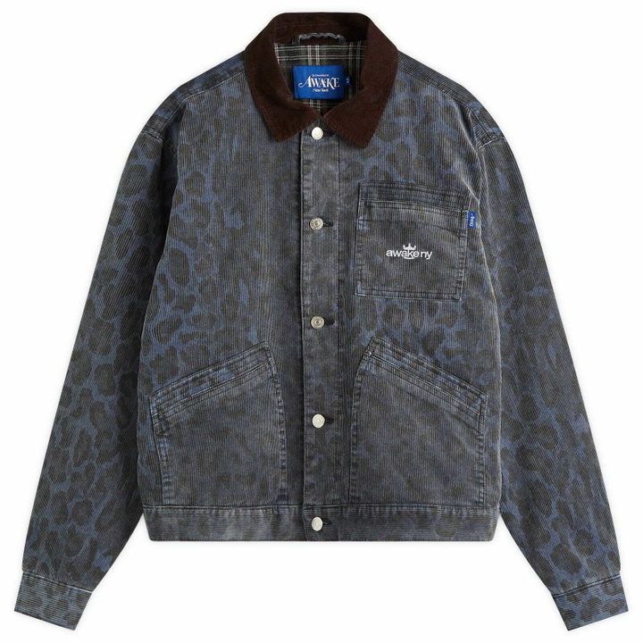 Photo: Awake NY Men's Leopard Corduroy Work Jacket in Navy