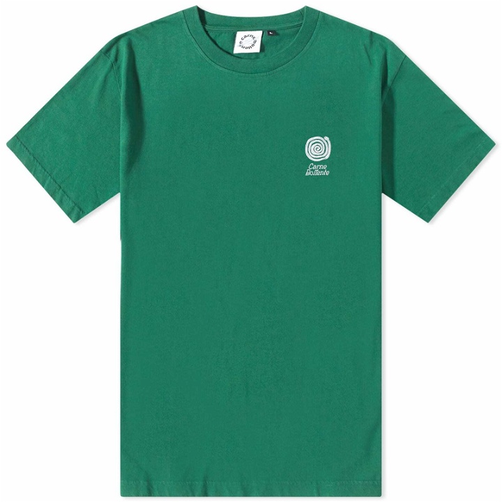 Photo: Carne Bollente Men's Forever Hung Logo T-Shirt in Green