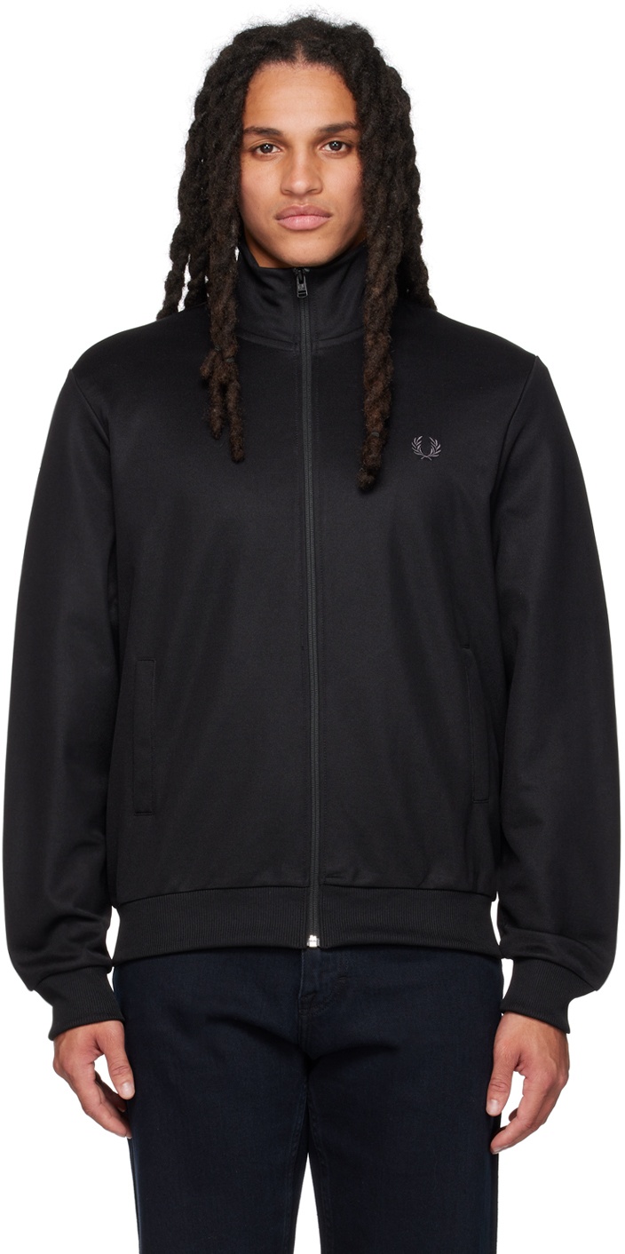 Fred Perry Black Embroidered Track Jacket Fred Perry