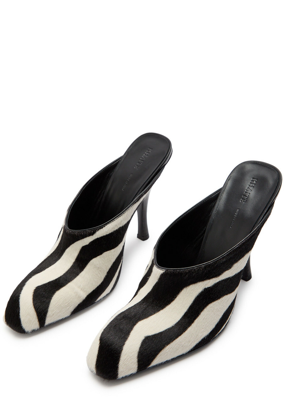 Khaite Colt 100 Zebra-print Calf Hair Mules Black And White