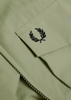 Fred Perry Logo-embroidered Crinkled Shell Overshirt Light Green
