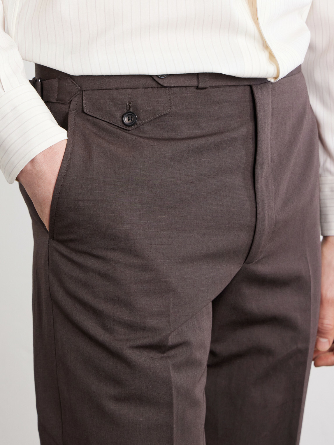 J. Mueser - Waverly Straight-Leg Cotton and Linen-Blend Twill Suit Trousers - Brown