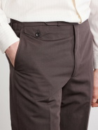 J. Mueser - Waverly Straight-Leg Cotton and Linen-Blend Twill Suit Trousers - Brown