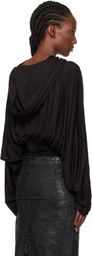 Rick Owens Black Concordians Cropped Tunic Hoodie
