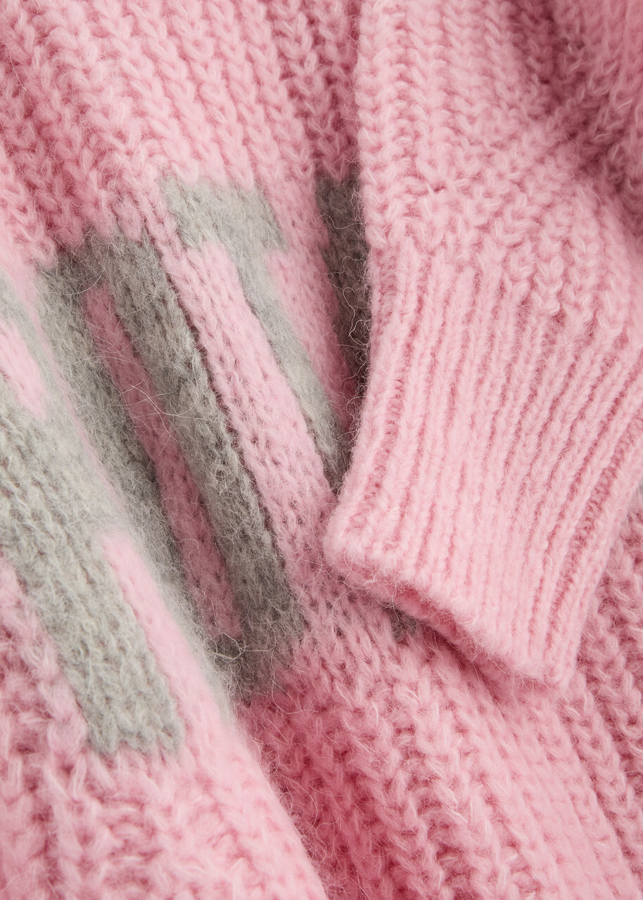 Rotate Sunday Logo-intarsia Wool-blend Jumper Lilac