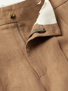 DE BONNE FACTURE - Pleated Linen Shorts - Brown