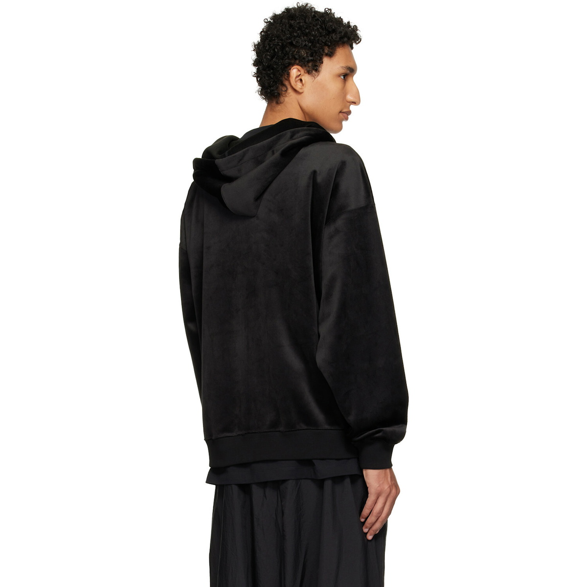 Y-3 Black Velvet Corduroy Zipper Hoodie