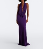 Alex Perry Draped halterneck jersey gown