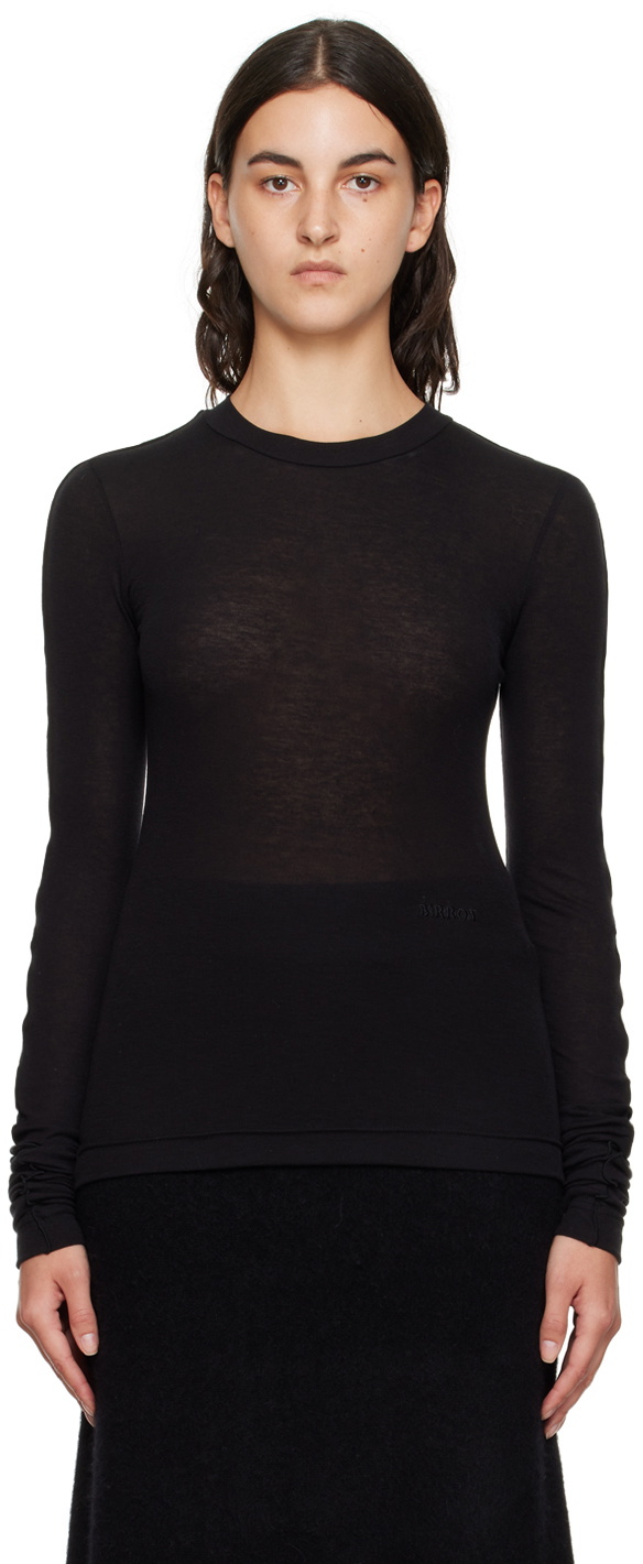 Birrot Black Crewneck Long Sleeve T-Shirt