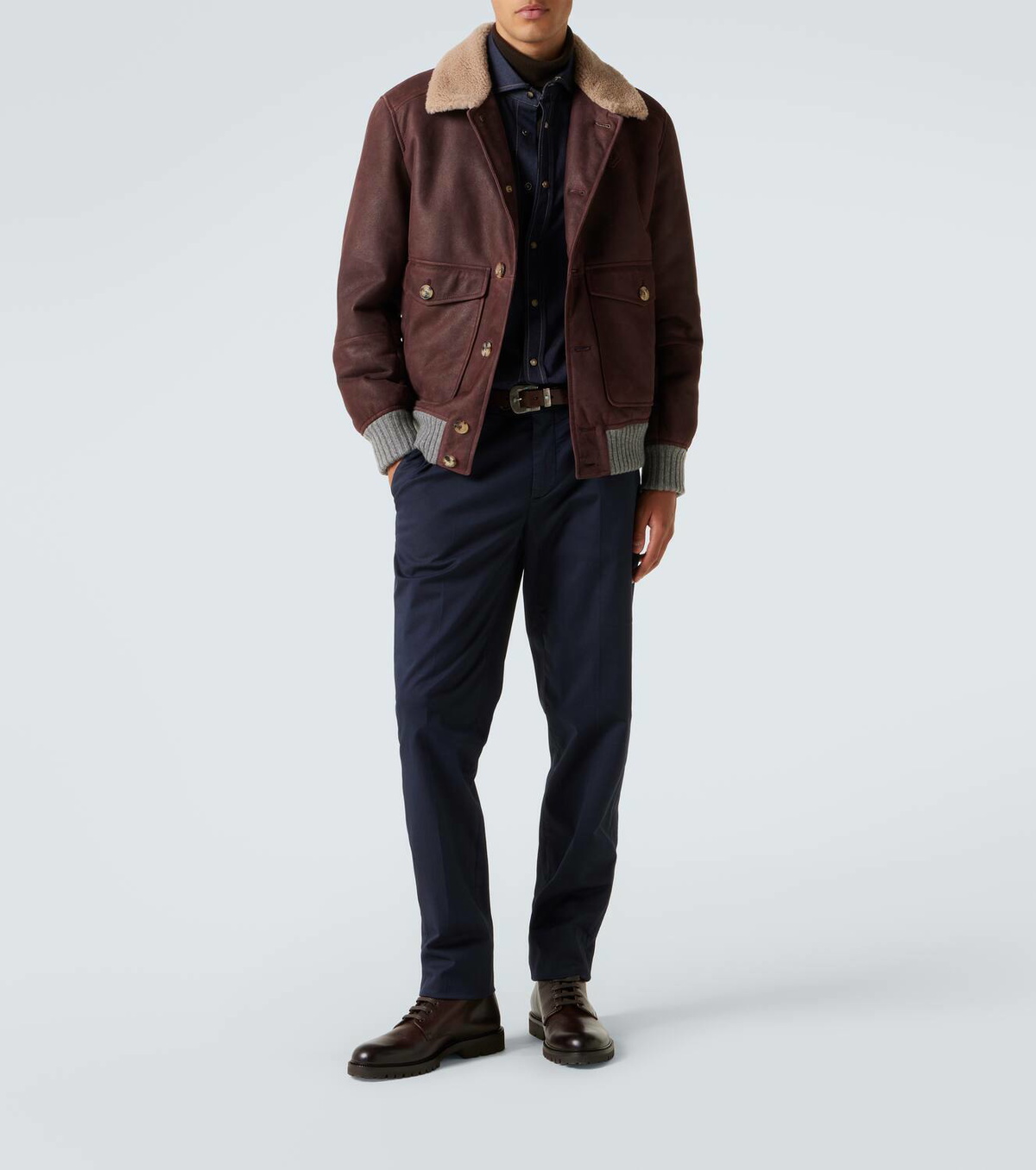 レザージャケット・コート BRUNELLO CUCINELLI BROWN LEATHER OVERSHIRT JACKET Brunello Cucinelli Leather jacket Brunello Cucinelli