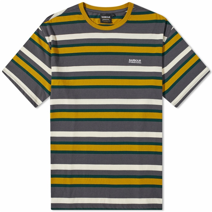 Photo: Barbour Men's International Gauge Stripe T-Shirt in Asphalt