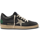 Golden Goose - Ballstar Distressed Leather and Suede Sneakers - Black