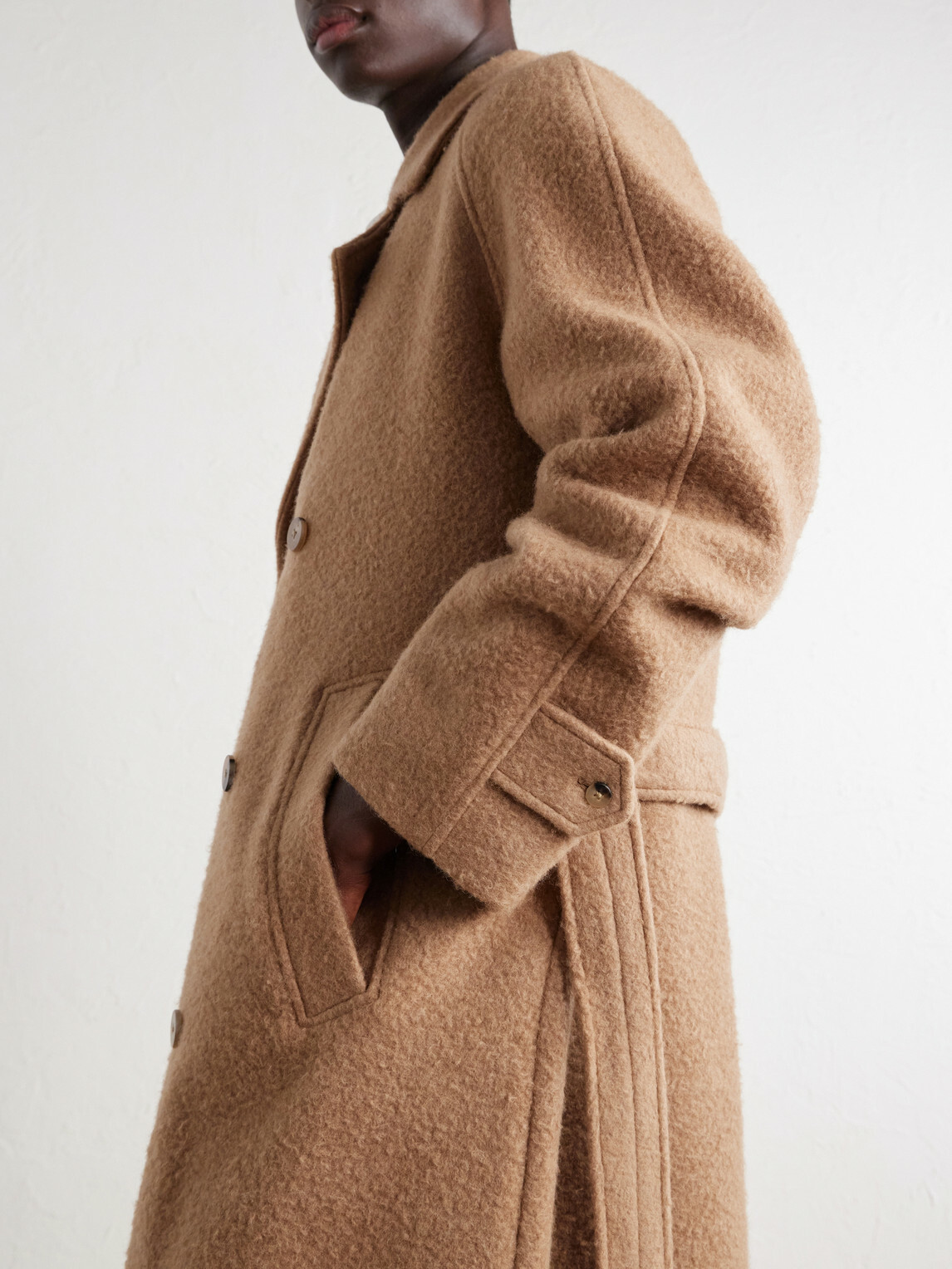 De Bonne Facture - Belted Double-Breasted Brushed Wool and Camel Hair-Blend Coat - Neutrals