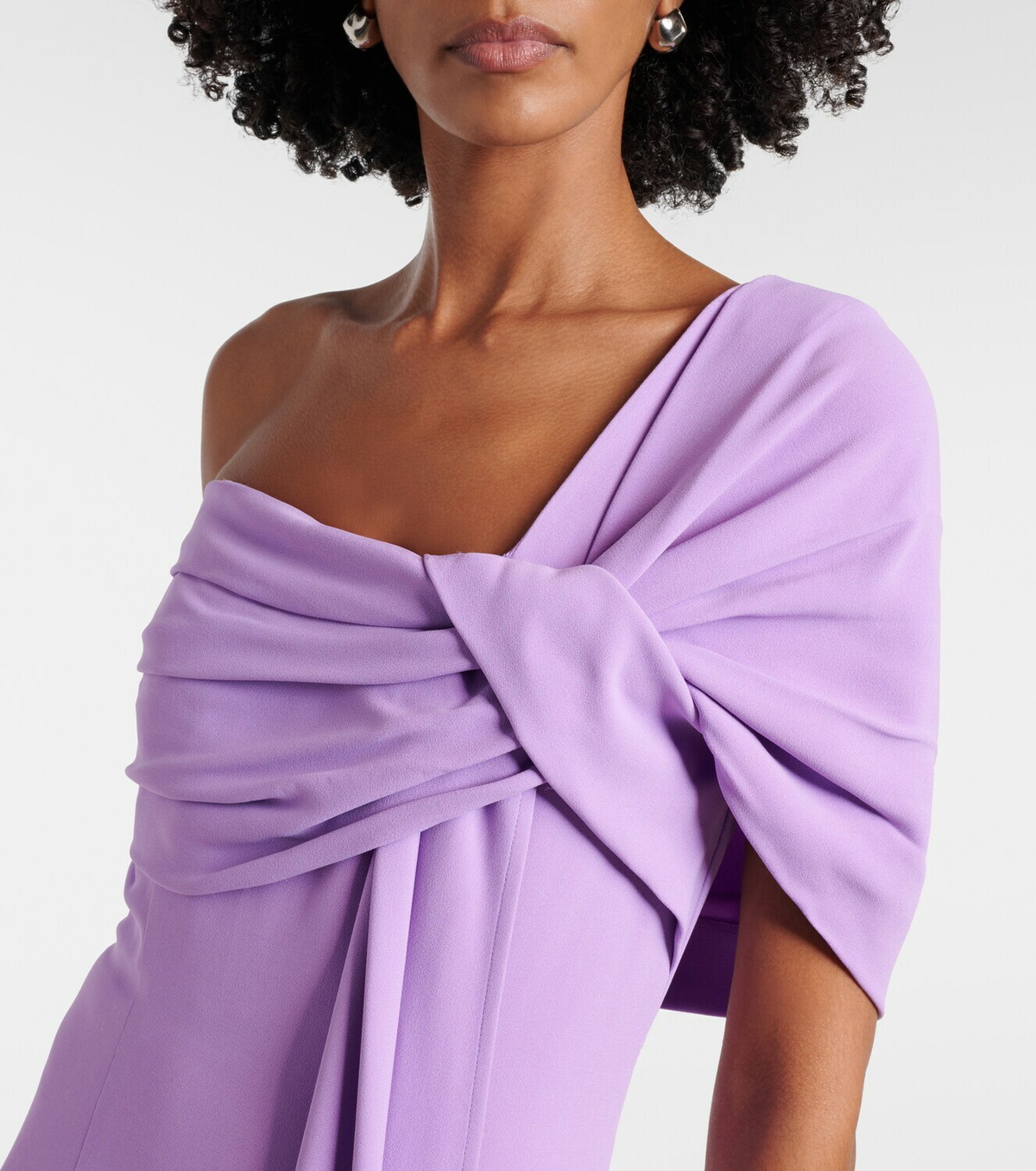 Elie Saab Draped one-shoulder silk-blend cady gown
