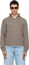 ERL Taupe Slit Neck Sweater