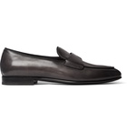 Santoni - Burnished-Leather Tasselled Loafers - Gray