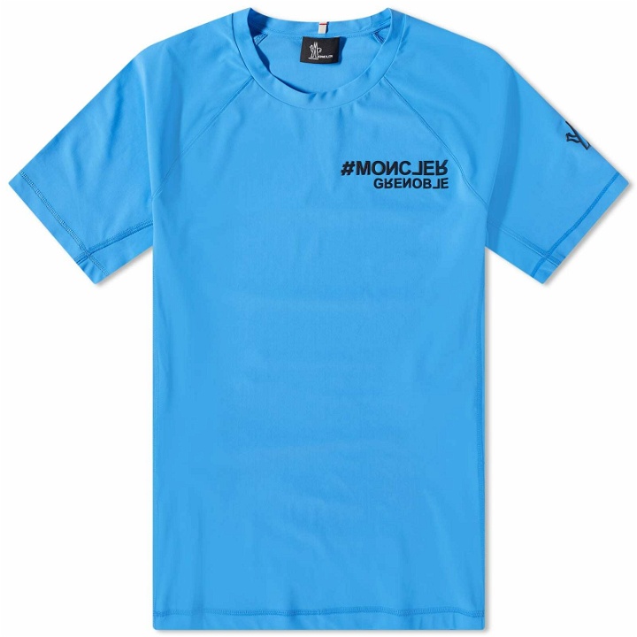 Photo: Moncler Grenoble Men's Technical Embossed Logo T-Shirt in Blue