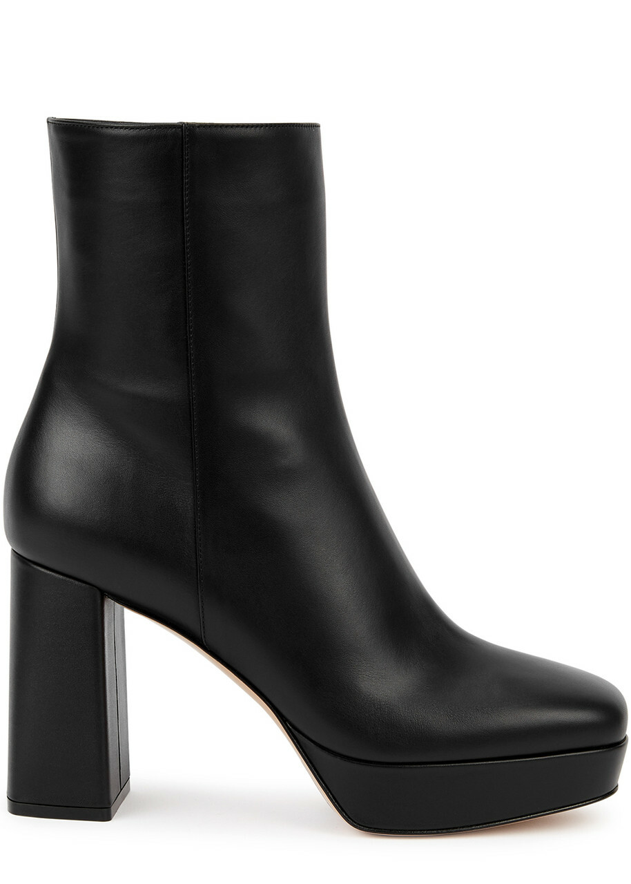 Gianvito Rossi Daisen Vitello 95 Leather Ankle Boots Black