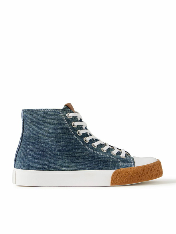 Photo: LOEWE - Paula's Ibiza Bloc Rubber-Trimmed Denim High-Top Sneakers - Blue