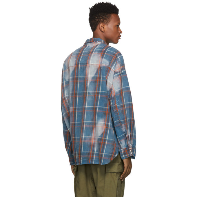 R13 Blue Oversized Plaid Cowboy Shirt R13