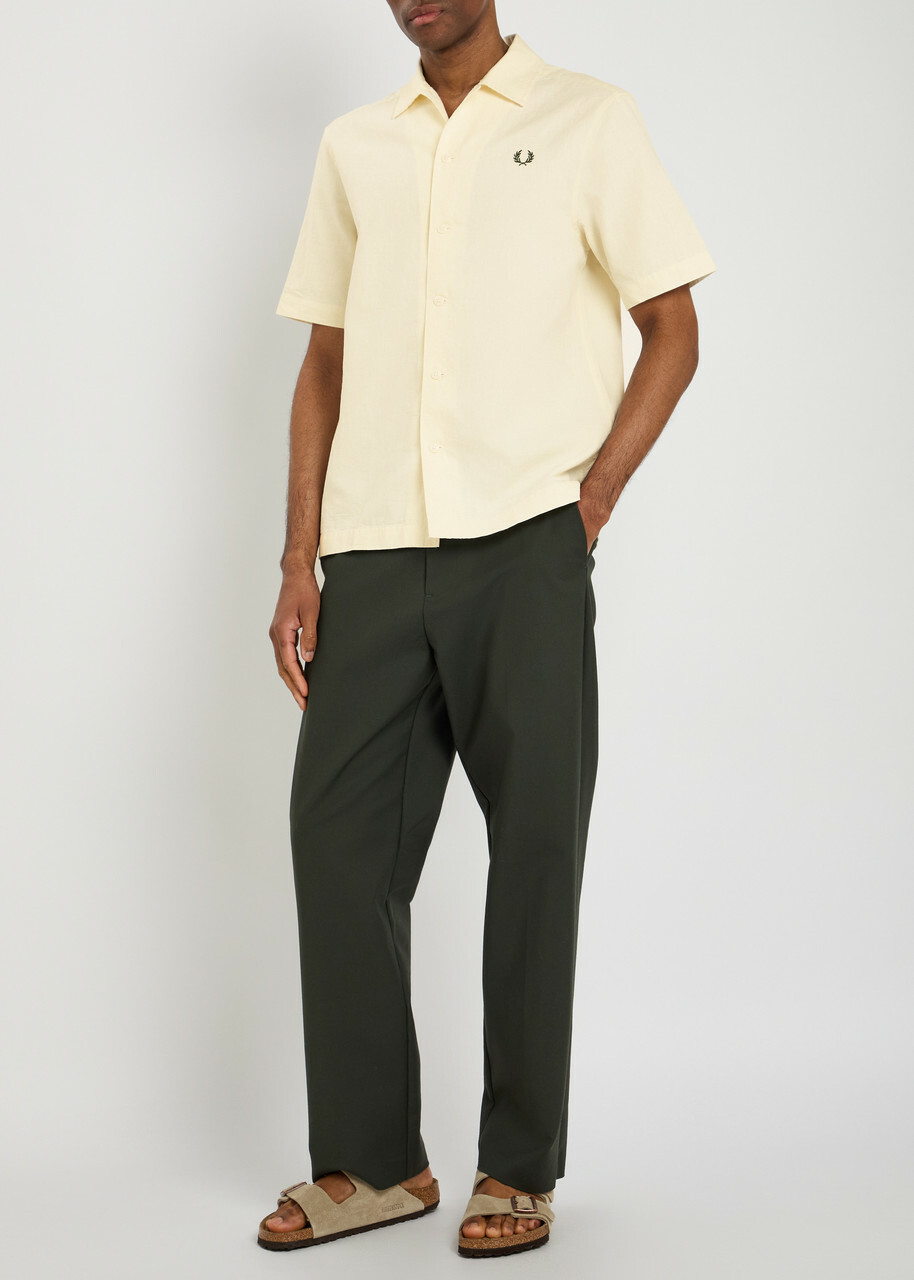 Fred Perry Logo-embroidered Cotton Shirt Ecru