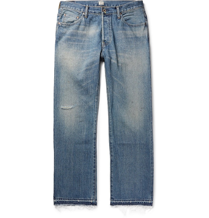 Photo: Chimala - Distressed Selvedge Denim Jeans - Blue