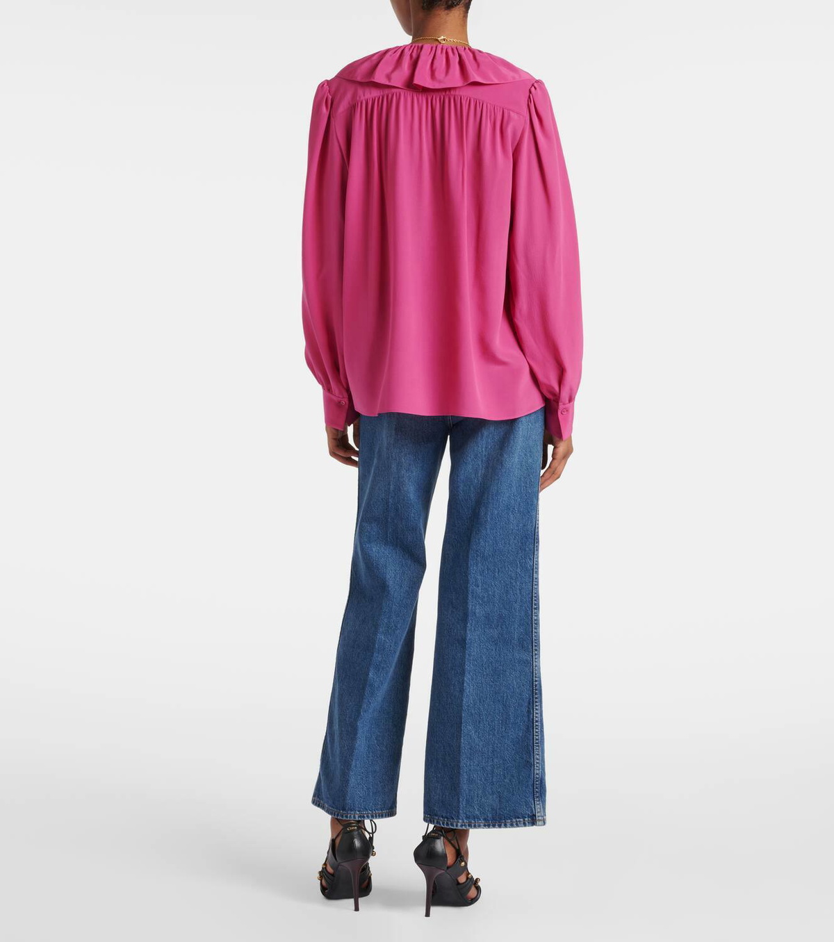 Chloe - Chloé silk frill blouse. Chloé Ruffled Blouse In Silk Georgette in Black | Chloé US
