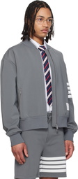 Thom Browne Gray 4-Bar Tech Bomber Jacket