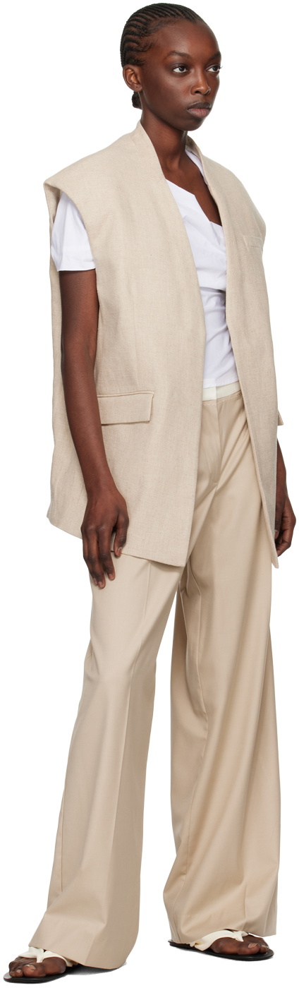 REMAIN Birger Christensen Beige Two Color Wide Trousers